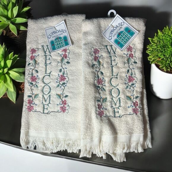 Other - Cupboard Collection Kitchen Hand Towel Set Welcome Pansies USA Cottagecore NOS